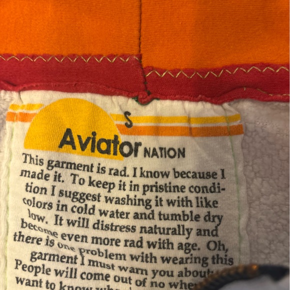 Unisex Aviator Nation Signature White Hoodie with Rainbow Stripes - size small - Picture 7 of 9